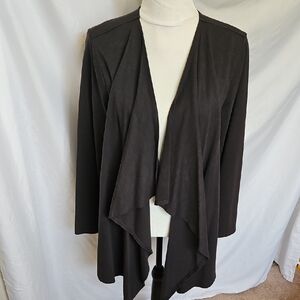Bit & Bridle Women's Black, Dark Grey Draped Open Sweater Size Large